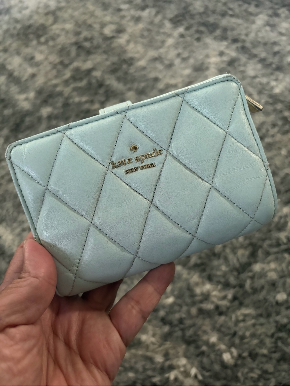 Kate Spade Light Blue/ Mint Natalia Compact Bifold Quilted Wallet